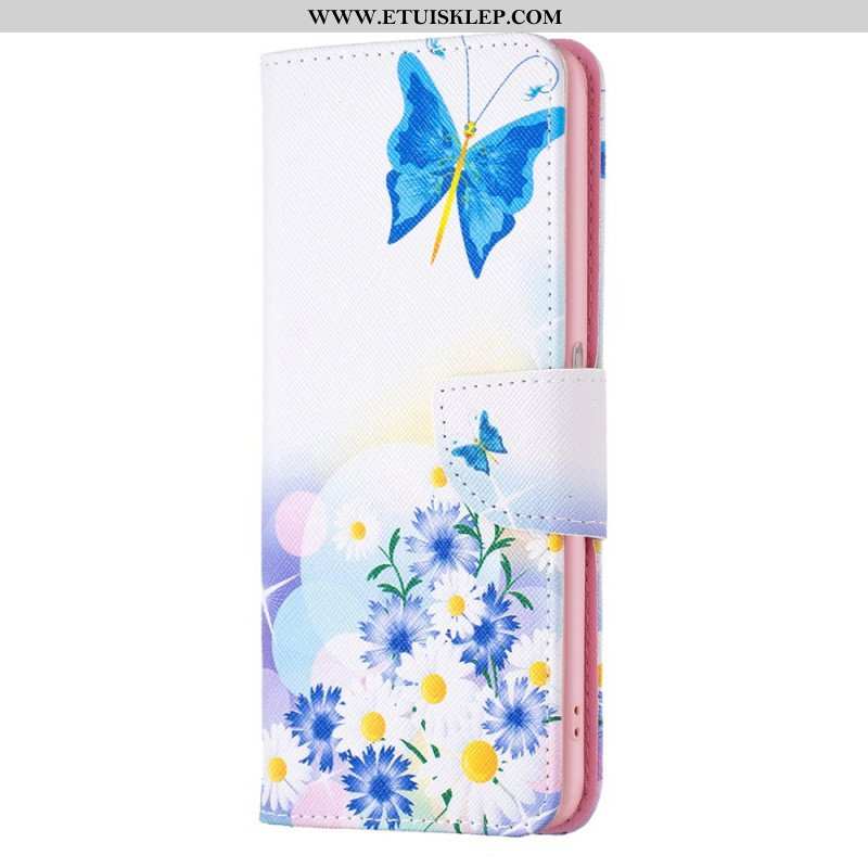 Etui Folio do Realme C35 Kwiaty Motyle